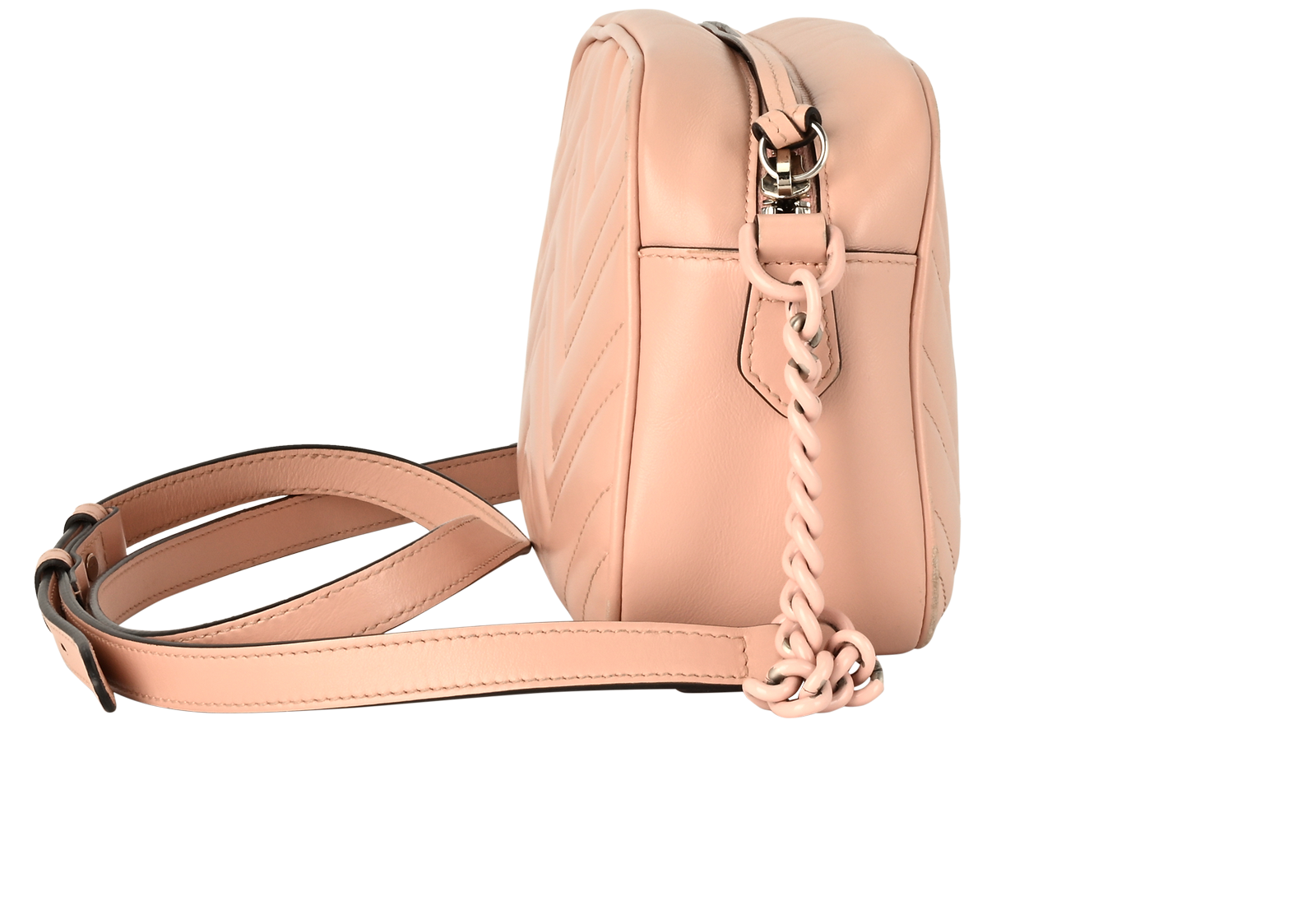 Small GG Marmont Camera Bag, &pound;750, Handbags, Pink, Leather, Side view